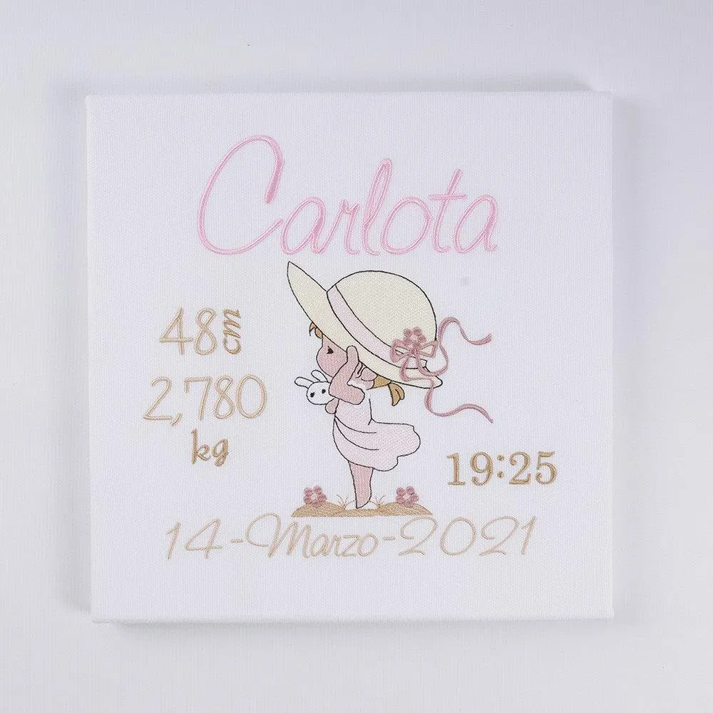 Cuadro Datos Nacimiento Bebé Personalizado Nanetes Niñ con Pamela