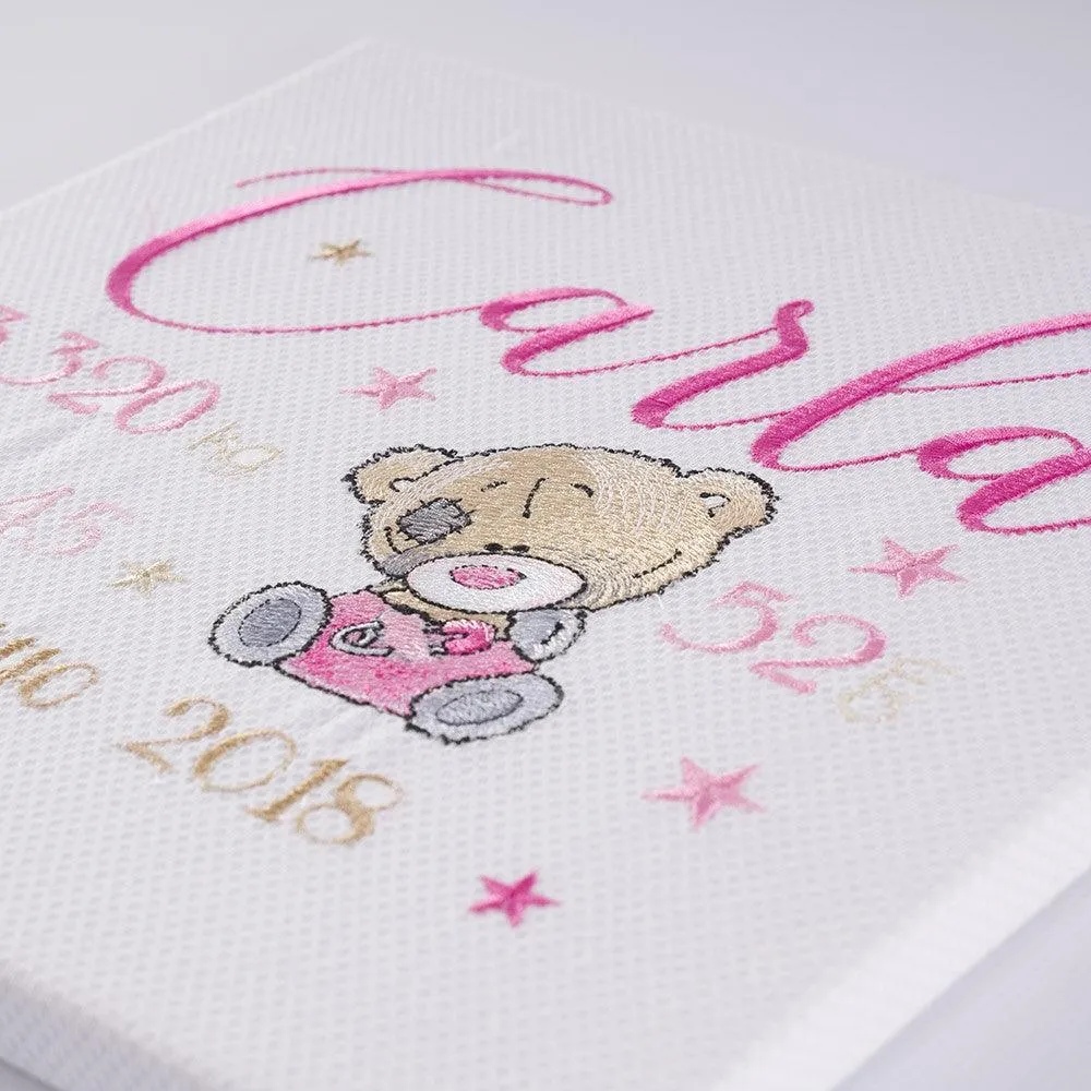 Cuadro Datos Nacimiento Bebé Personalizado Nanetes Osito Tostado Celeste