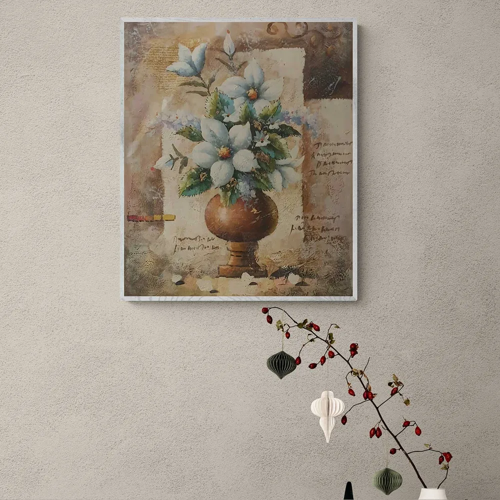 Cuadro Flores Jarrón Decorativo 50x60 cm