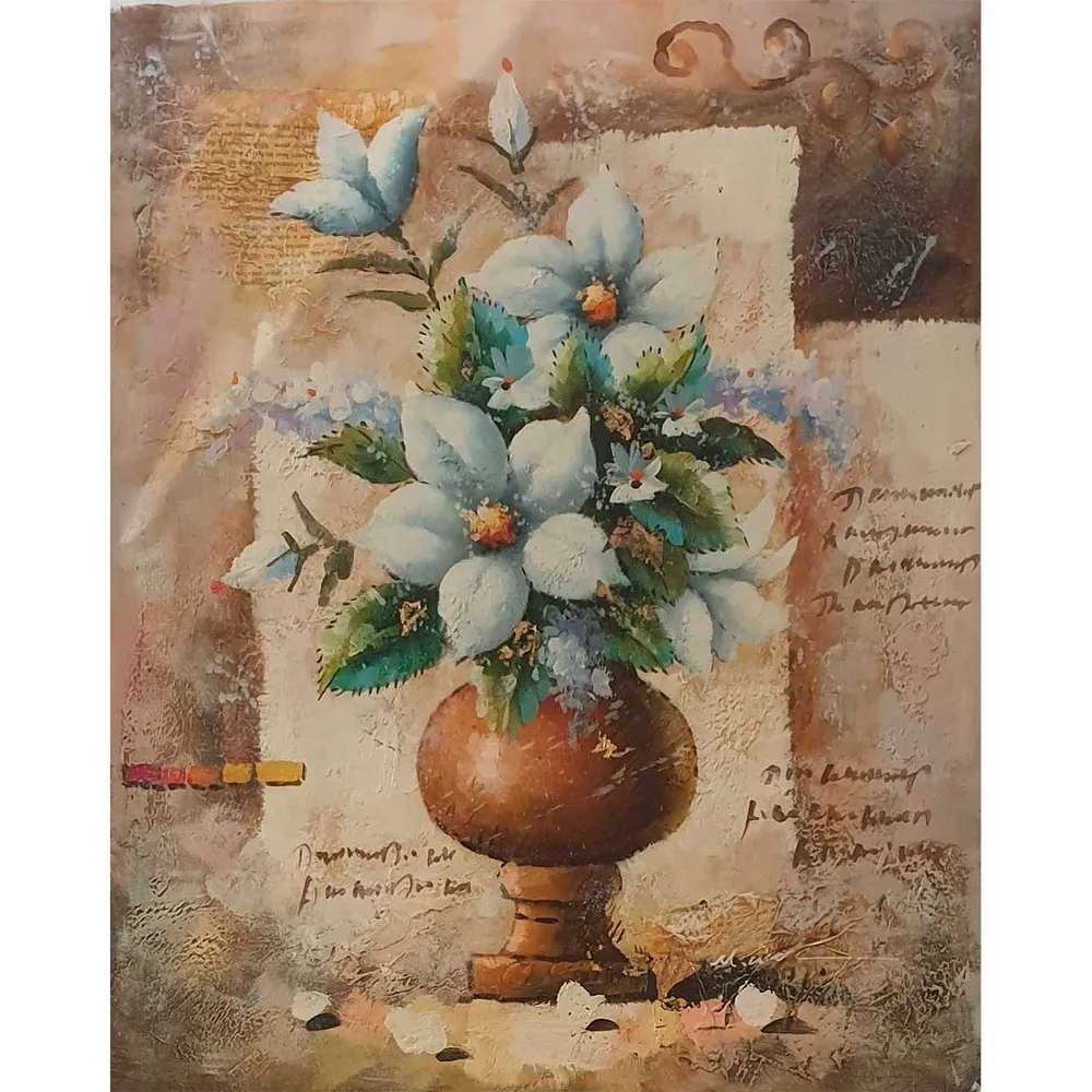 Cuadro Flores Jarrón Decorativo 50x60 cm