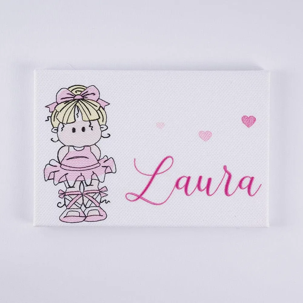 Cuadro Infantil Personalizado Bordado Nanetes Lienzo Bailarina