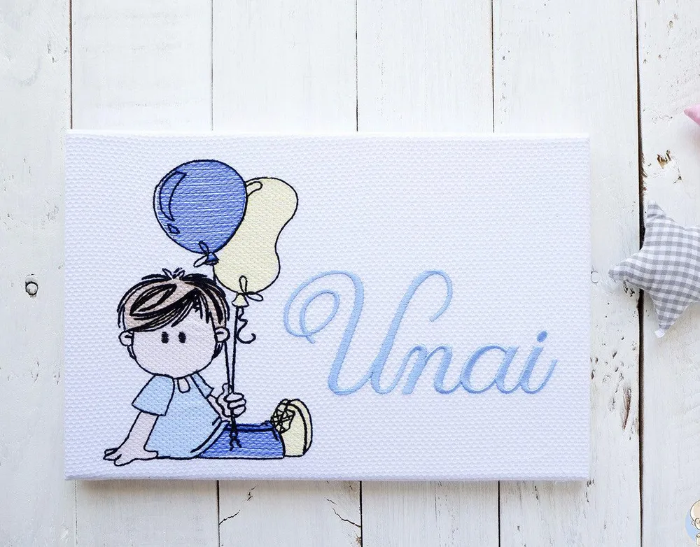 Cuadro Infantil Personalizado Nanetes Lienzo Niño Globos