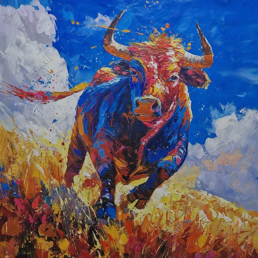 Cuadro óleo Fuerza en Colores 100x100 cm