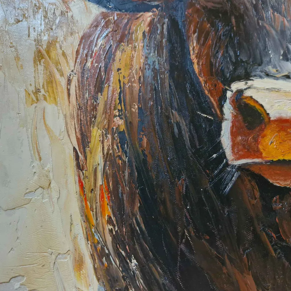 Cuadro al Óleo de Toro Pintado Mano – Fuerza Brava 90x90 cm
