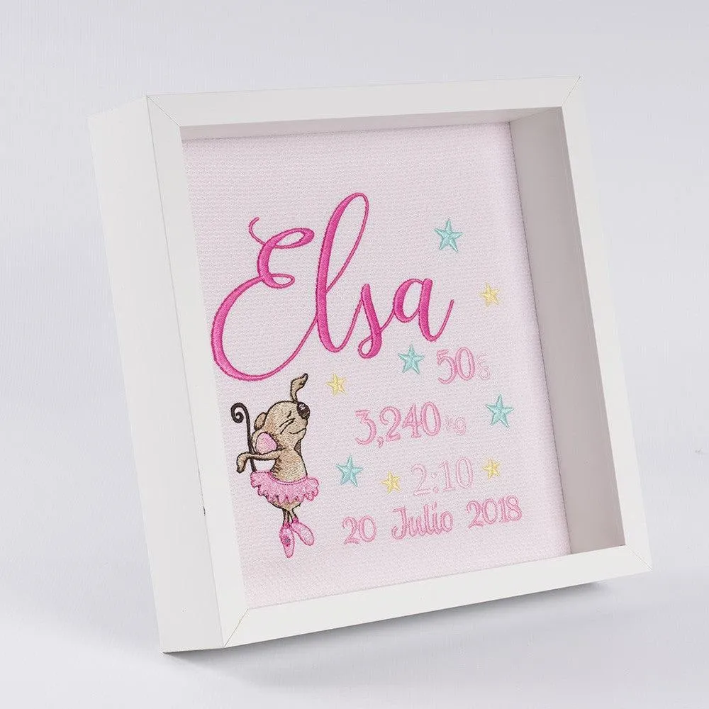 Cuadro Nacimiento Bebé Personalizado Nanetes Bailarina Ratoncita