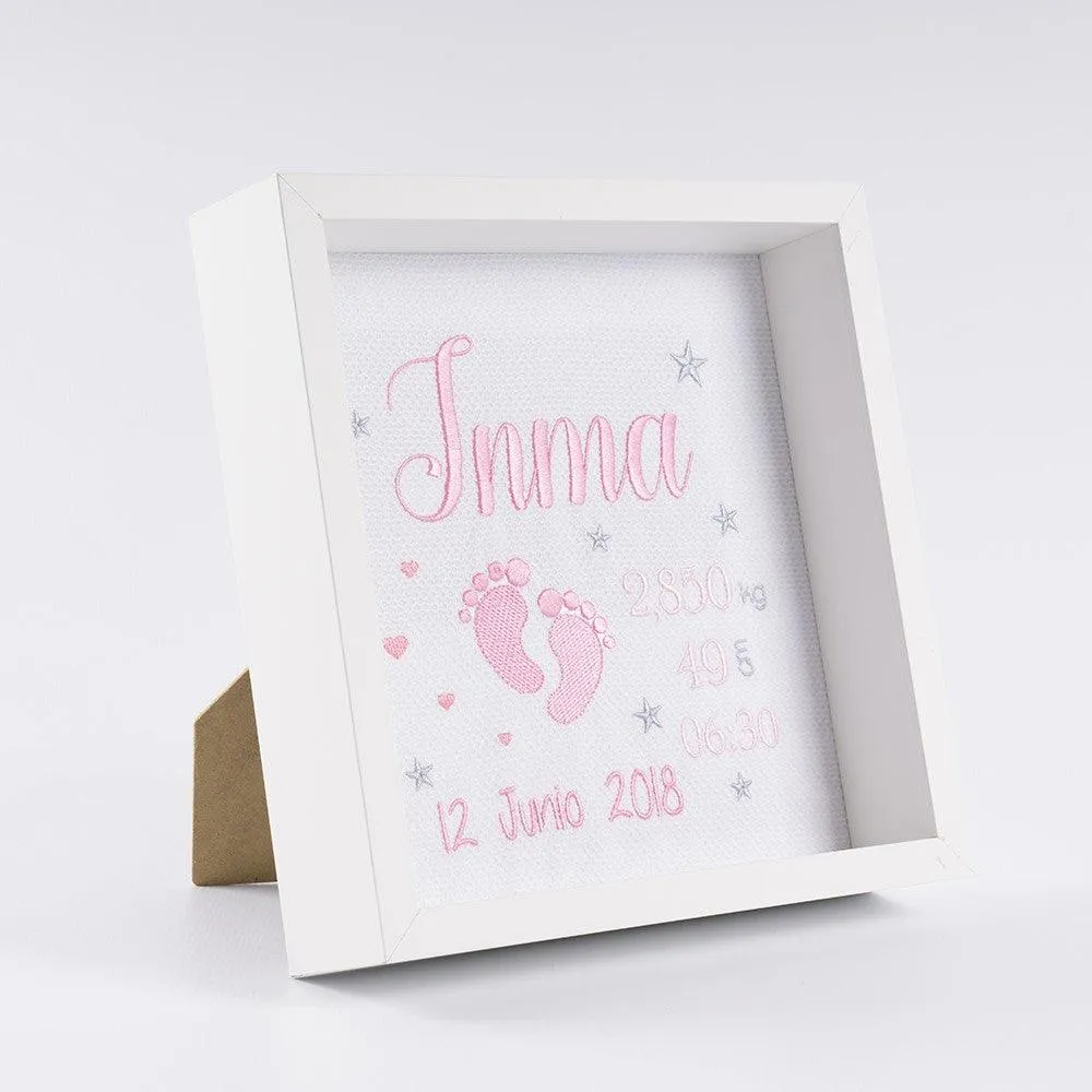 Cuadro Nacimiento Bebé Personalizado Nanetes Pies Celeste