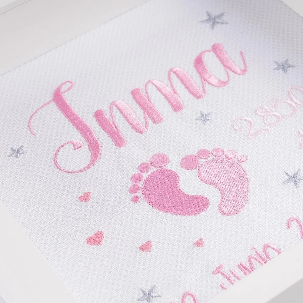 Cuadro Nacimiento Bebé Personalizado Nanetes Pies Celeste