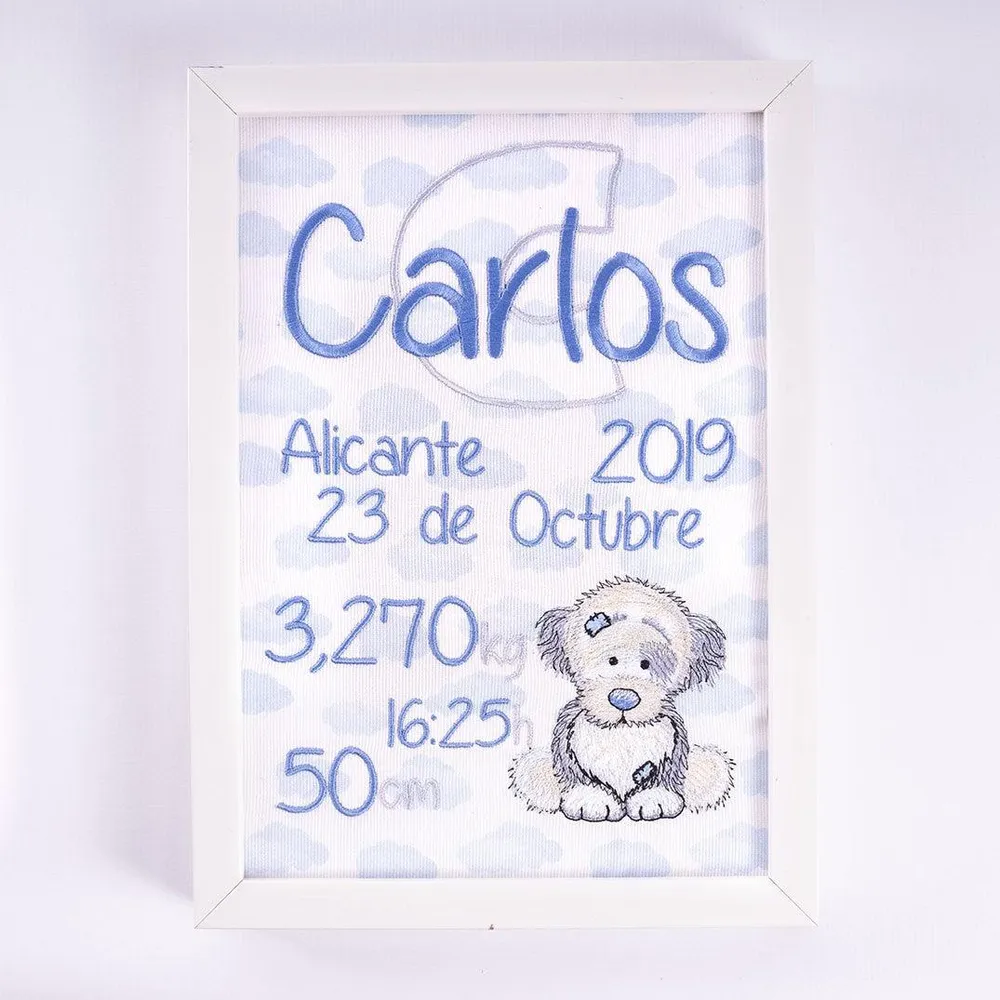 Cuadro Nacimiento Personalizado Bebé Nanetes Colección Perrito