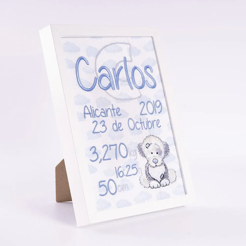 Cuadro Nacimiento Personalizado Bebé Nanetes Colección Perrito