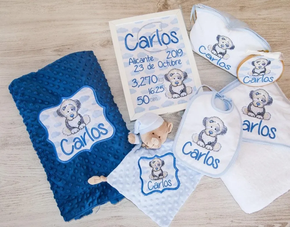 Cuadro Nacimiento Personalizado Bebé Nanetes Colección Perrito