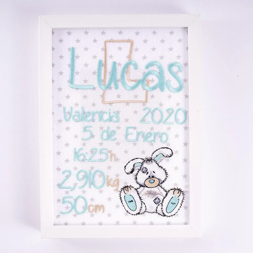 Cuadro Nacimiento Personalizado Bebé Nanetes Colección Conejito