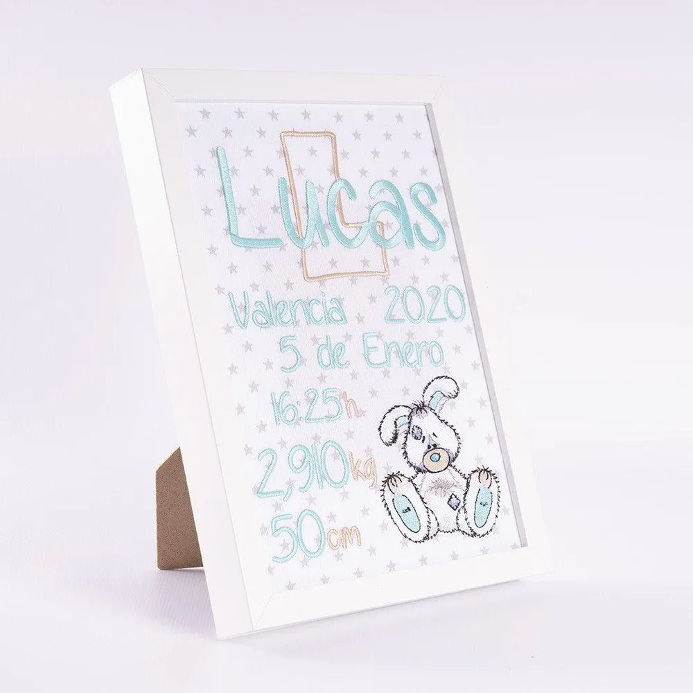 Cuadro Nacimiento Personalizado Bebé Nanetes Colección Conejito