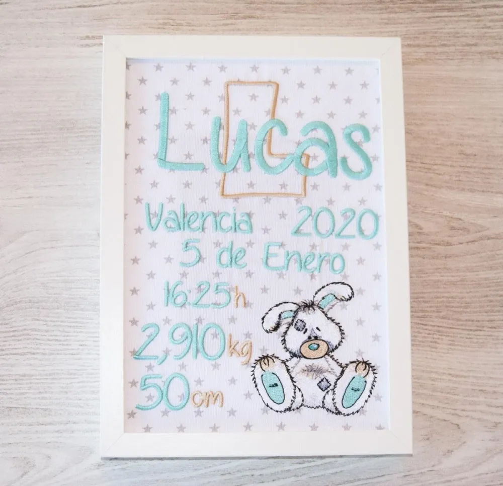 Cuadro Nacimiento Personalizado Bebé Nanetes Colección Conejito