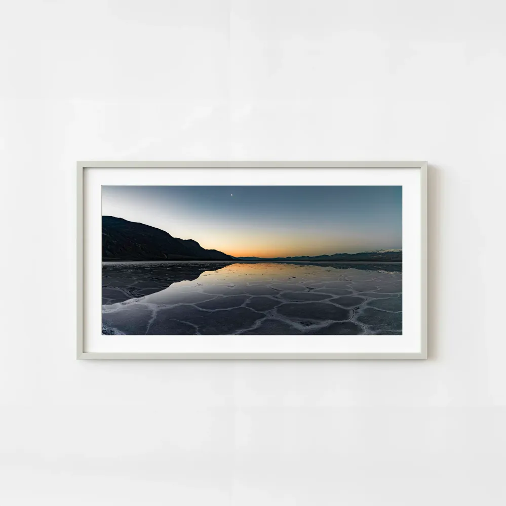 Estados Unidos California Valle de la Muerte Salar Puesta de sol Crepúsculo Reflexión Paisaje Foto Arte Impresión | Edició...