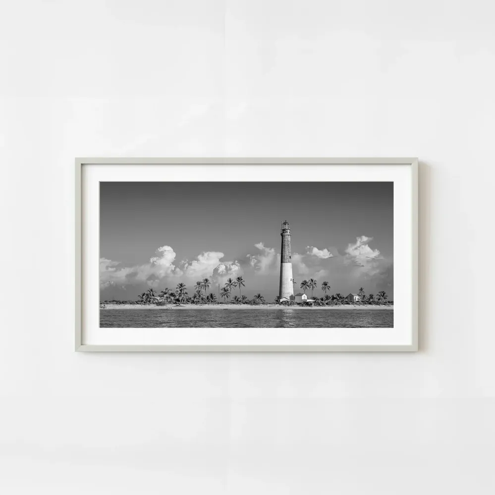 Estados Unidos Florida Dry Tortugas Lighthouse Panorámico Blanco y Negro Paisaje Marino Costero Sereno Arte de Pared | Edi...