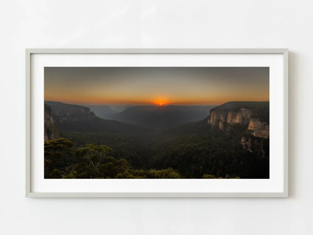 Salida del sol de Govetts Leap Blue Mountains | Edición limitada de 10 Dan Kosmayer Photography
