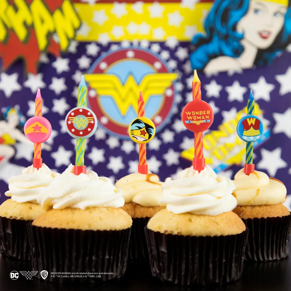 *Juego De 10 Velas De Cumpleaños De Wonder Woman DC comics Cinereplicas