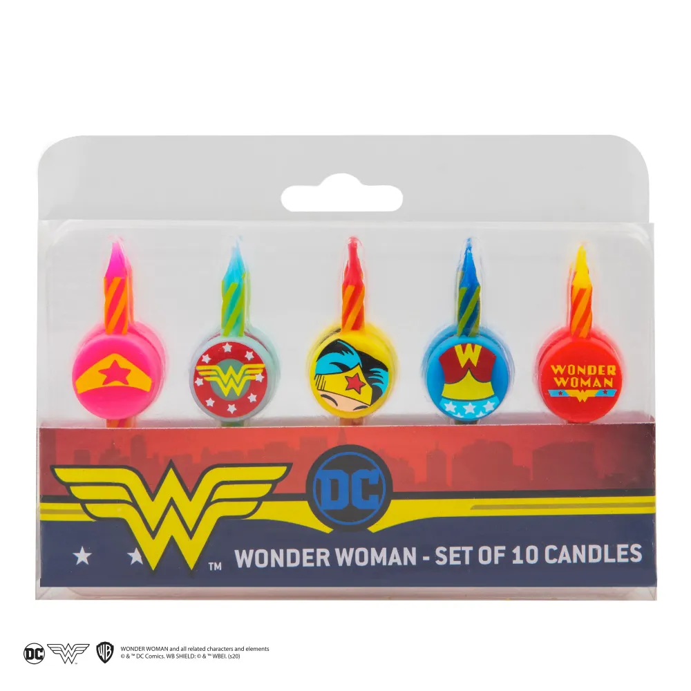 *Juego De 10 Velas De Cumpleaños De Wonder Woman DC comics Cinereplicas