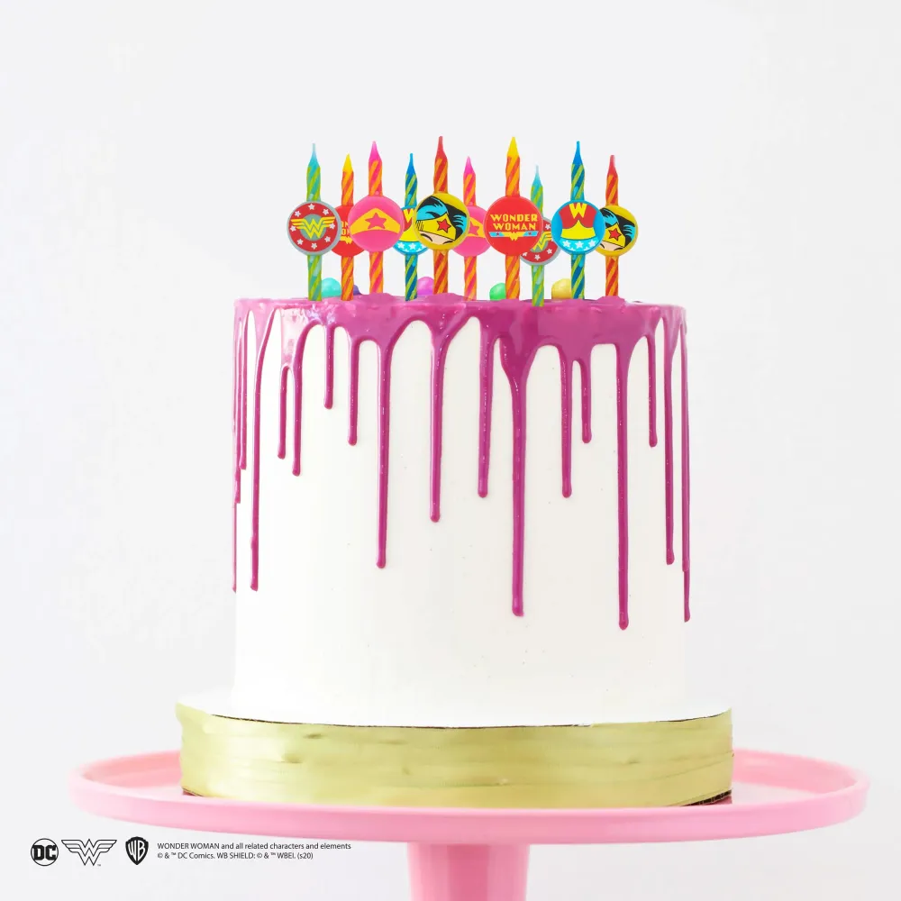 *Juego De 10 Velas De Cumpleaños De Wonder Woman DC comics Cinereplicas