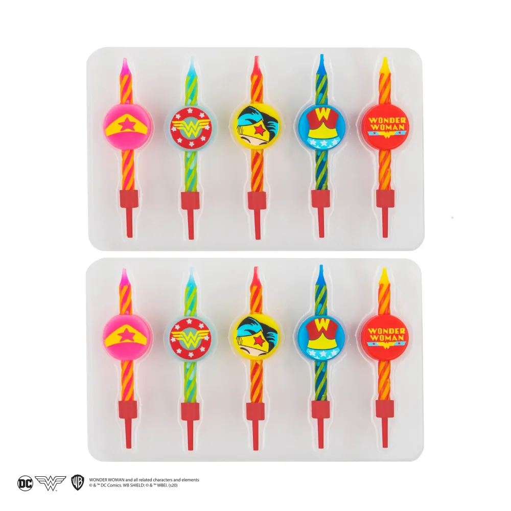 *Juego De 10 Velas De Cumpleaños De Wonder Woman DC comics Cinereplicas