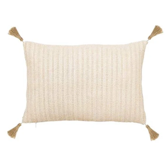 Cojín Borlas Natural cuadrado 45 x 30 cm DCASA