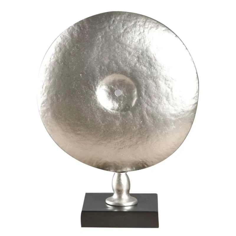 FIGURA DECORATIVA METAL EN PEANA PLATA L DCASA
