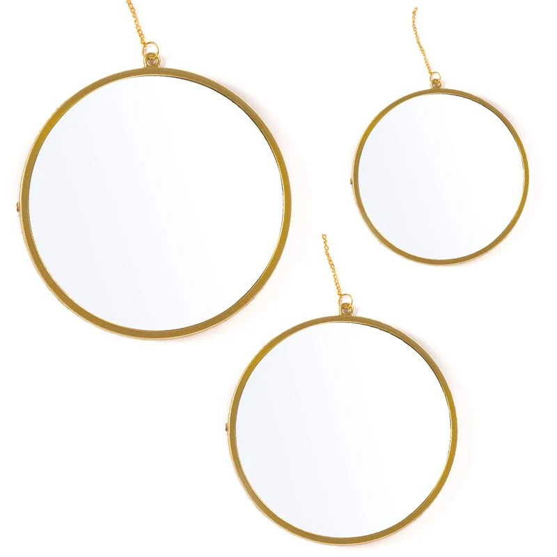 JUEGO DE 3 ESPEJOS PARED ORO DCASA