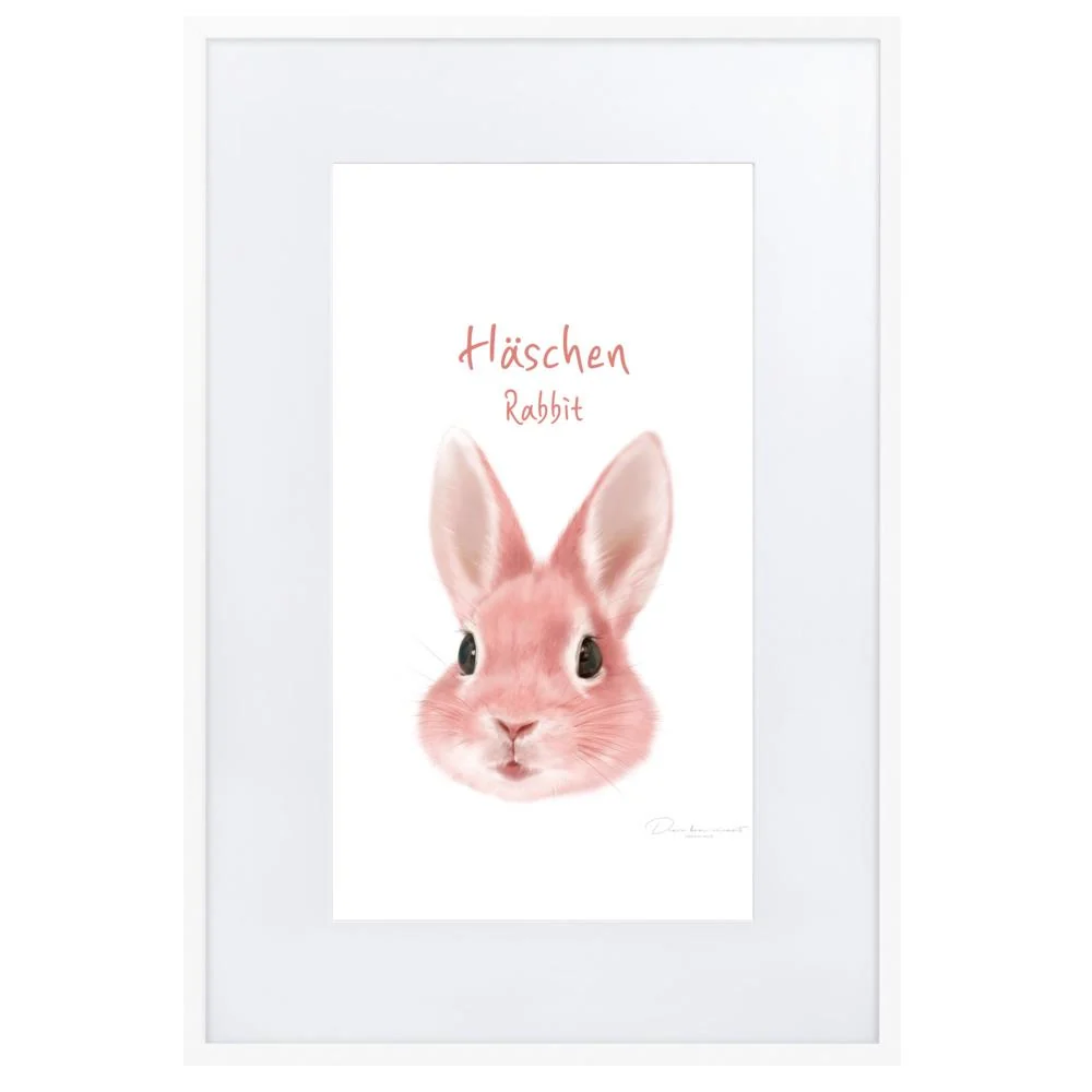 Bunny - póster enmarcado con paspartú Blanco dear.bon.vivant