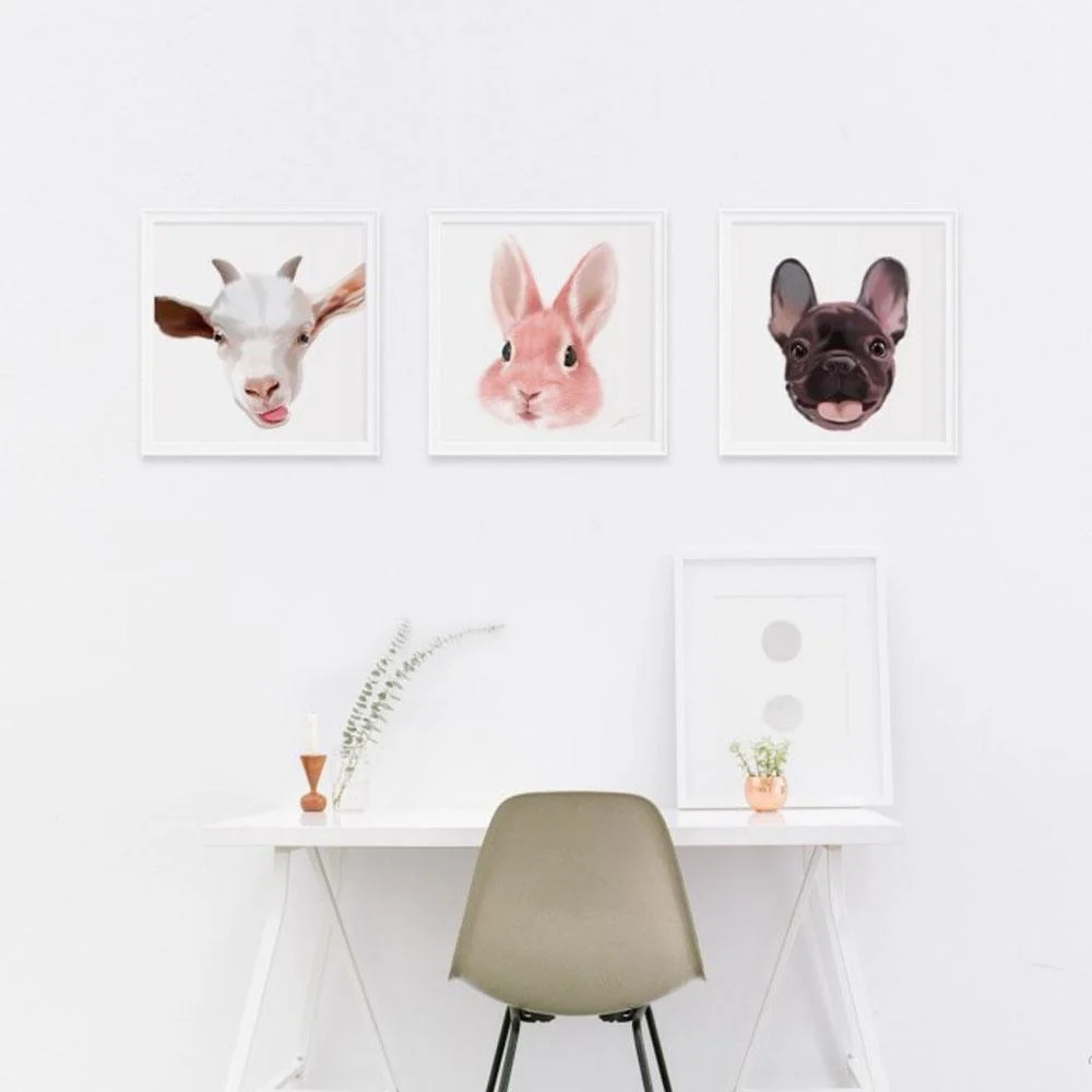 Bunny - póster enmarcado con paspartú Blanco dear.bon.vivant