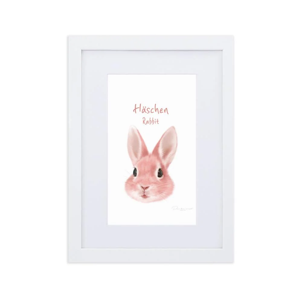 Bunny - póster enmarcado con paspartú Blanco dear.bon.vivant