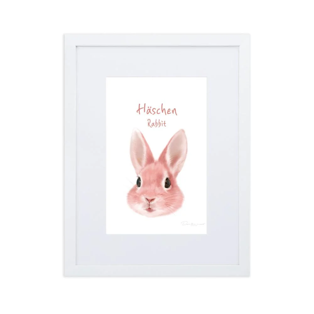 Bunny - póster enmarcado con paspartú Blanco dear.bon.vivant
