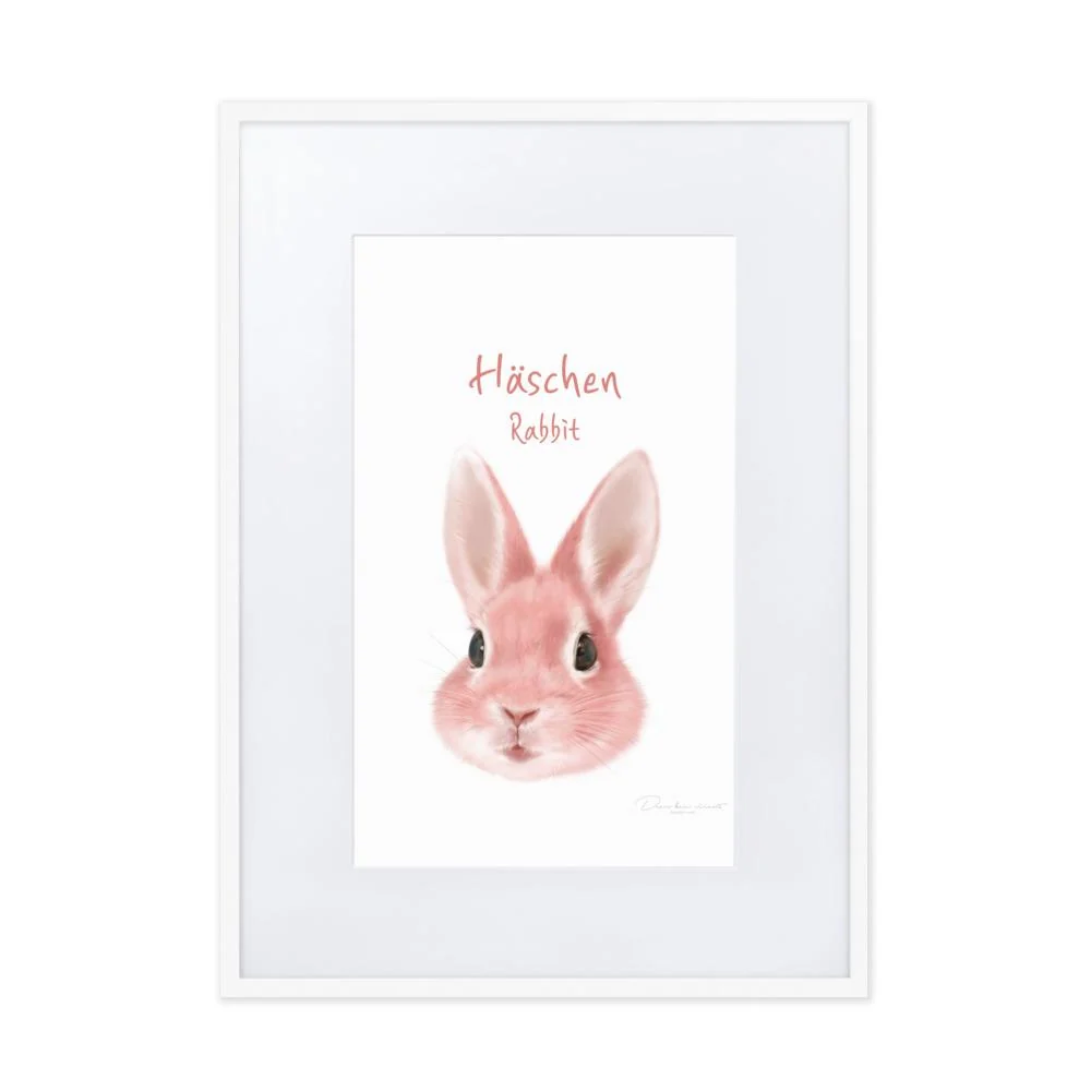 Bunny - póster enmarcado con paspartú Blanco dear.bon.vivant