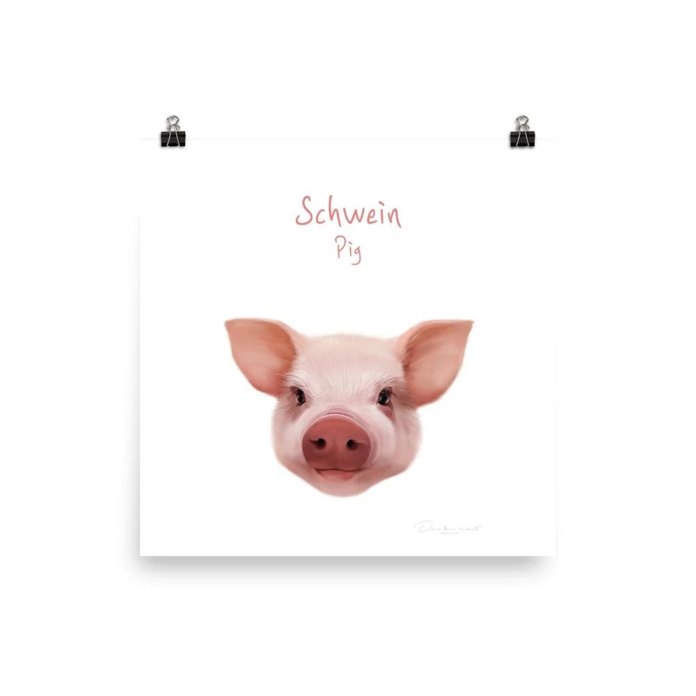 Cerdo - cartel de animales para niños dear.bon.vivant