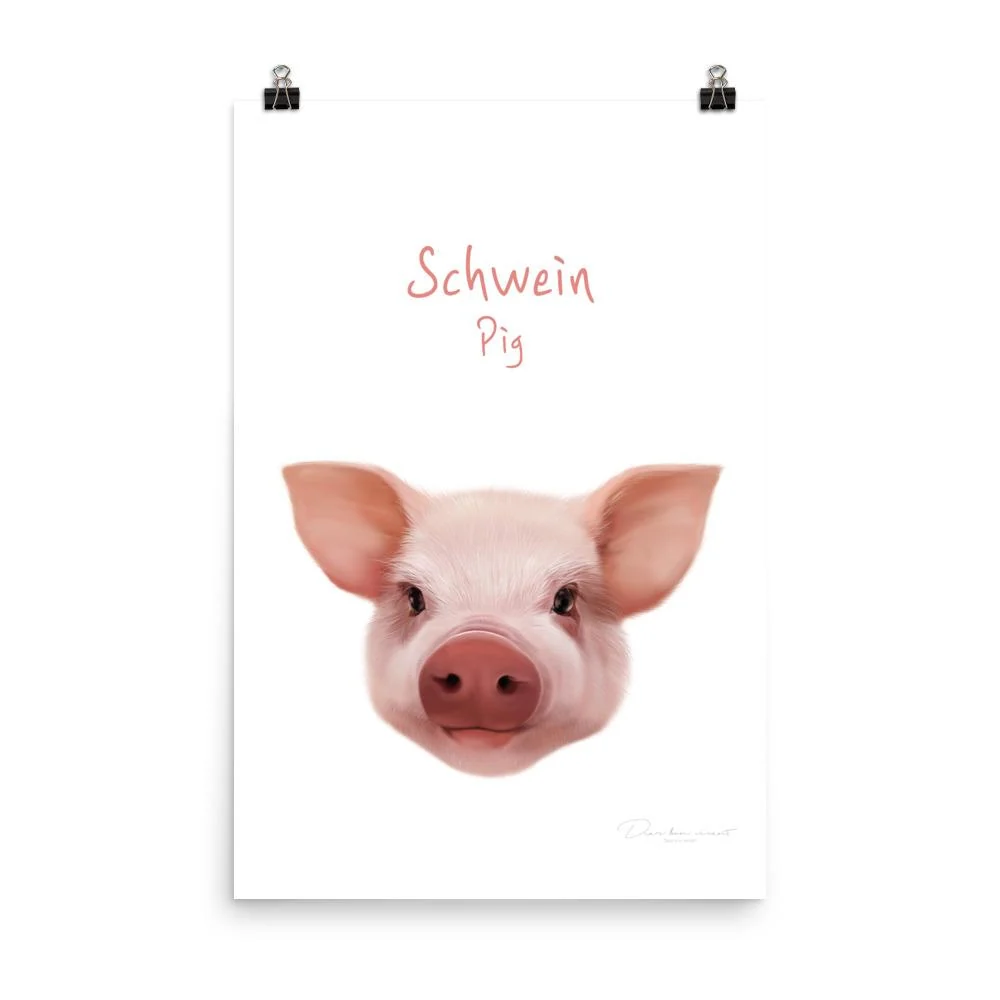 Cerdo - cartel de animales para niños dear.bon.vivant