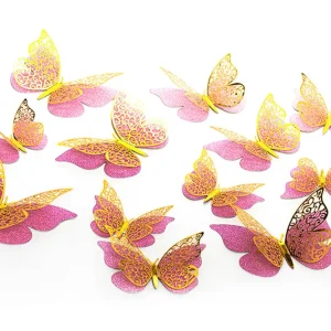 Deco Mariposa Rosado 12 Unidades
