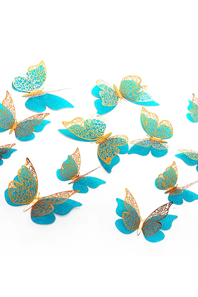 Deco Mariposa Turquesa 12 Unidades