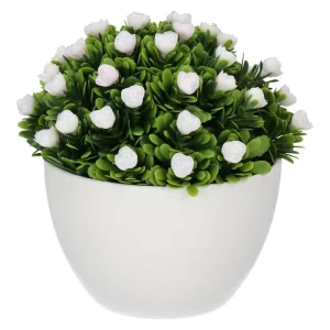 Rosas Artificiales en Maceta Blanco Decomarket Uruguay