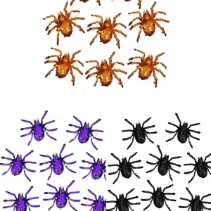 Decoracion Halloween Arañ Glitter 8 Unidades Naranja