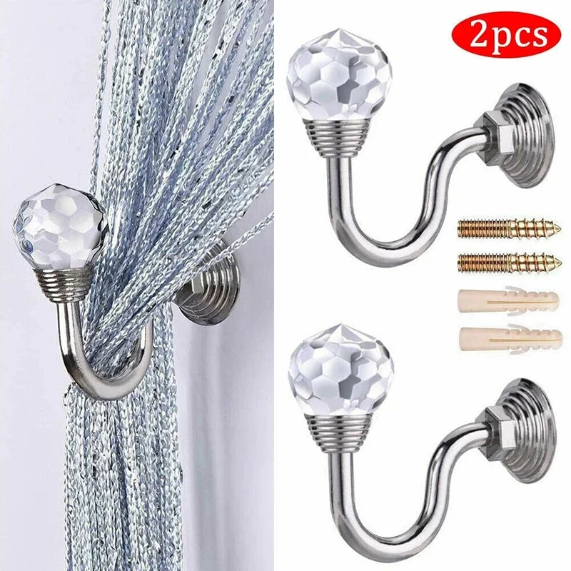 Ganchos de sujeción para cortina de cristal y Metal, ganchos para sujetar la pared, decoración del hogar, ganchos de pared...