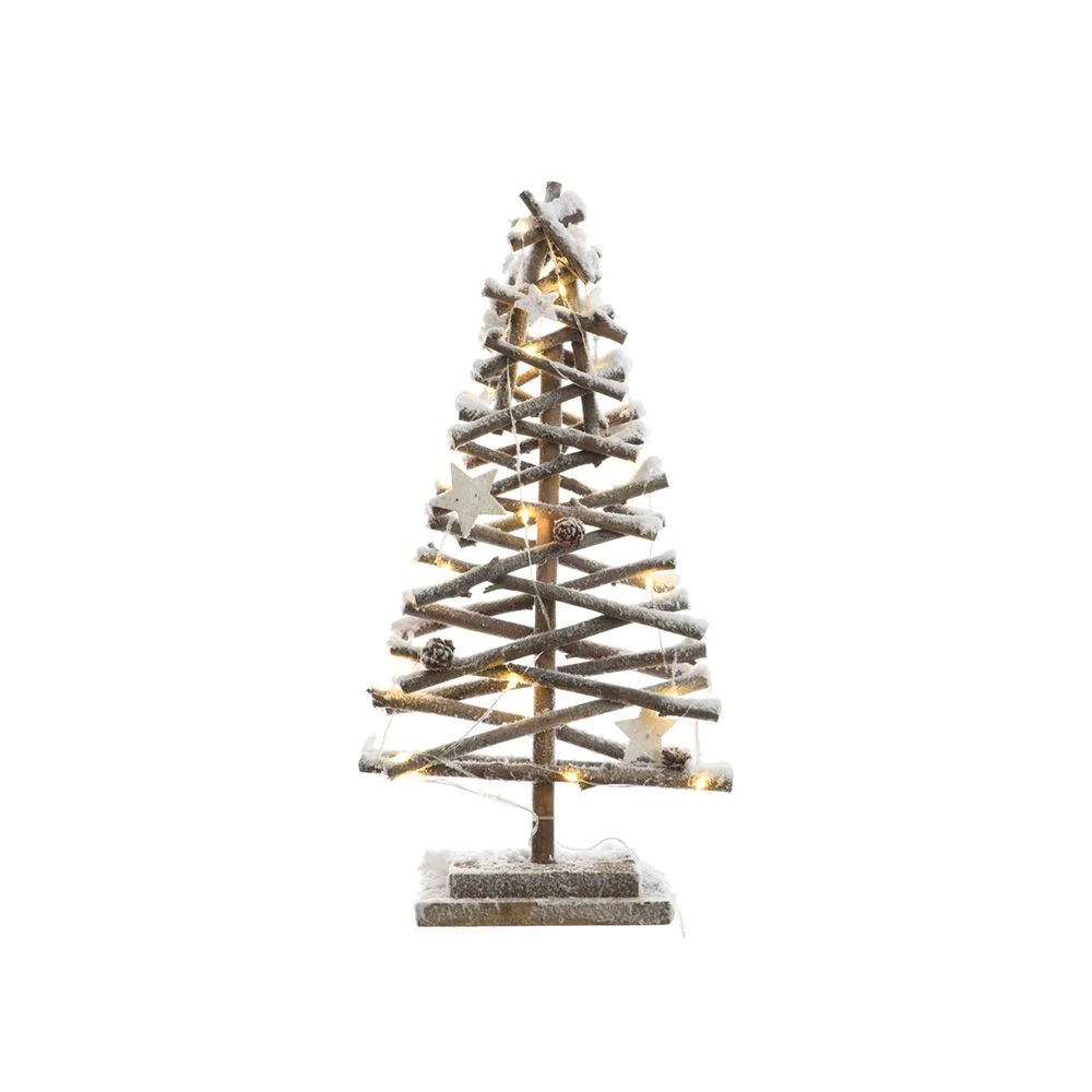 ARBOL DE TRONCOS MICRO LED EFECTO NEVADO 25 x 12 x 50 cm DECORIS