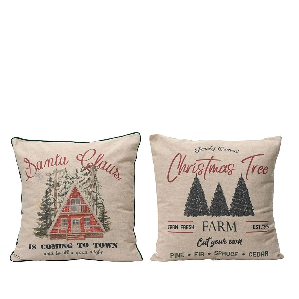 COJÍN CON ESTAMPADO NAVIDEÑO, 2 MODELOS, 45 x 10 x 45 cm DECORIS