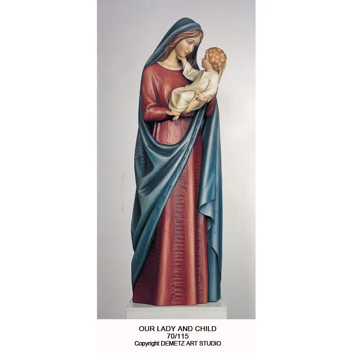 Estatua de Nuestra Señora y el Niño Madera Demetz