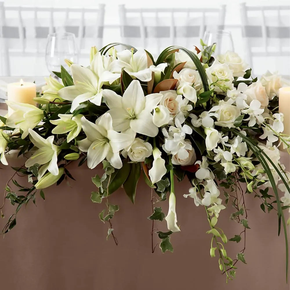 Arreglo de lino blanco Deux Gars Des Fleurs
