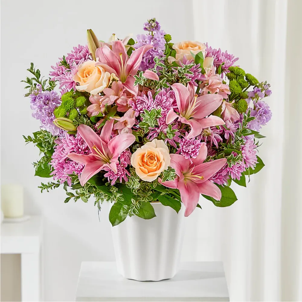 Cesta de mesa con abrazos de apoyo Deux Gars Des Fleurs