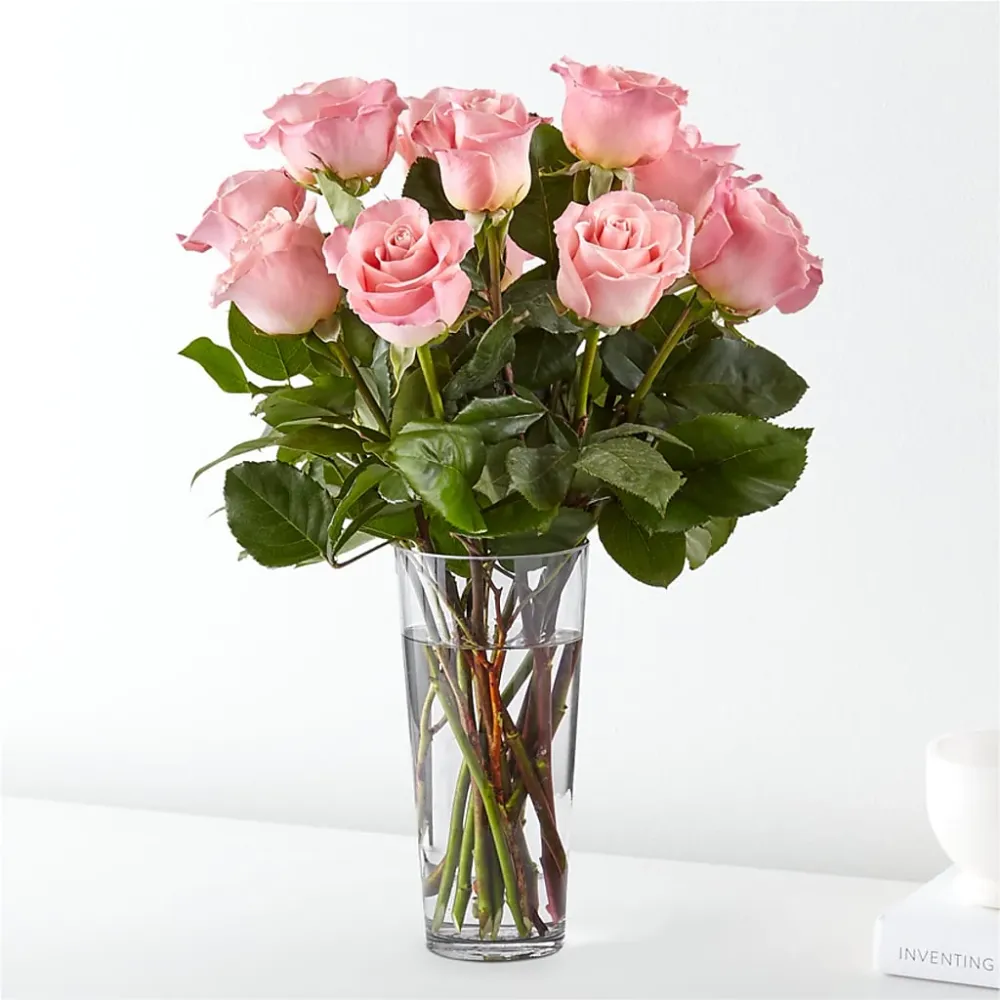 Ramo de rosas de tallo largo de color rosa Deux Gars Des Fleurs