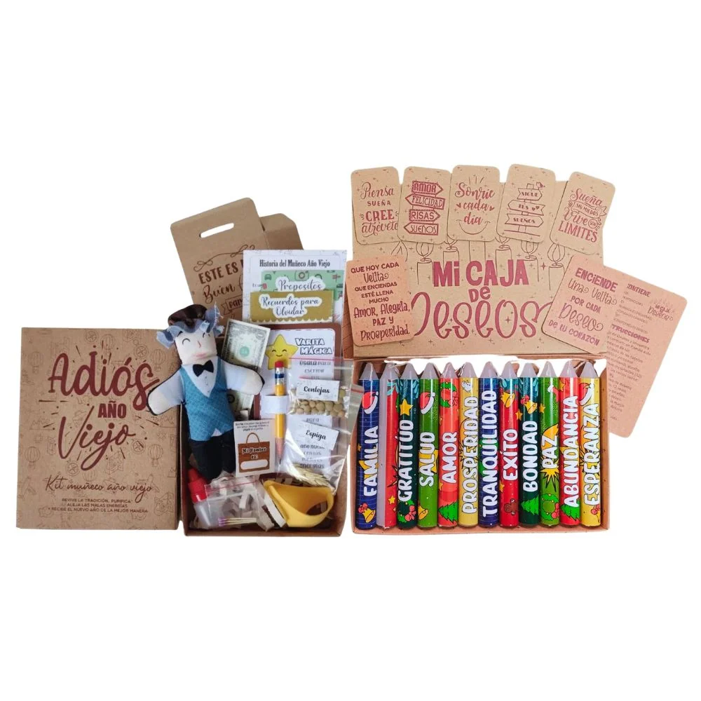 Muñeco de ño Nuevo ño Viejo y velas navideñas (kit de 3 muñecos y 3 velas) Diciembre
