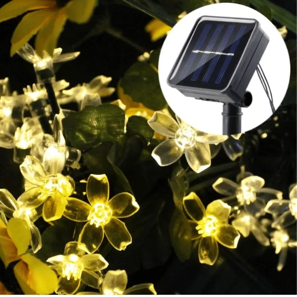 Guirnalda solar flor 5 metros luz cálida Distrito Led