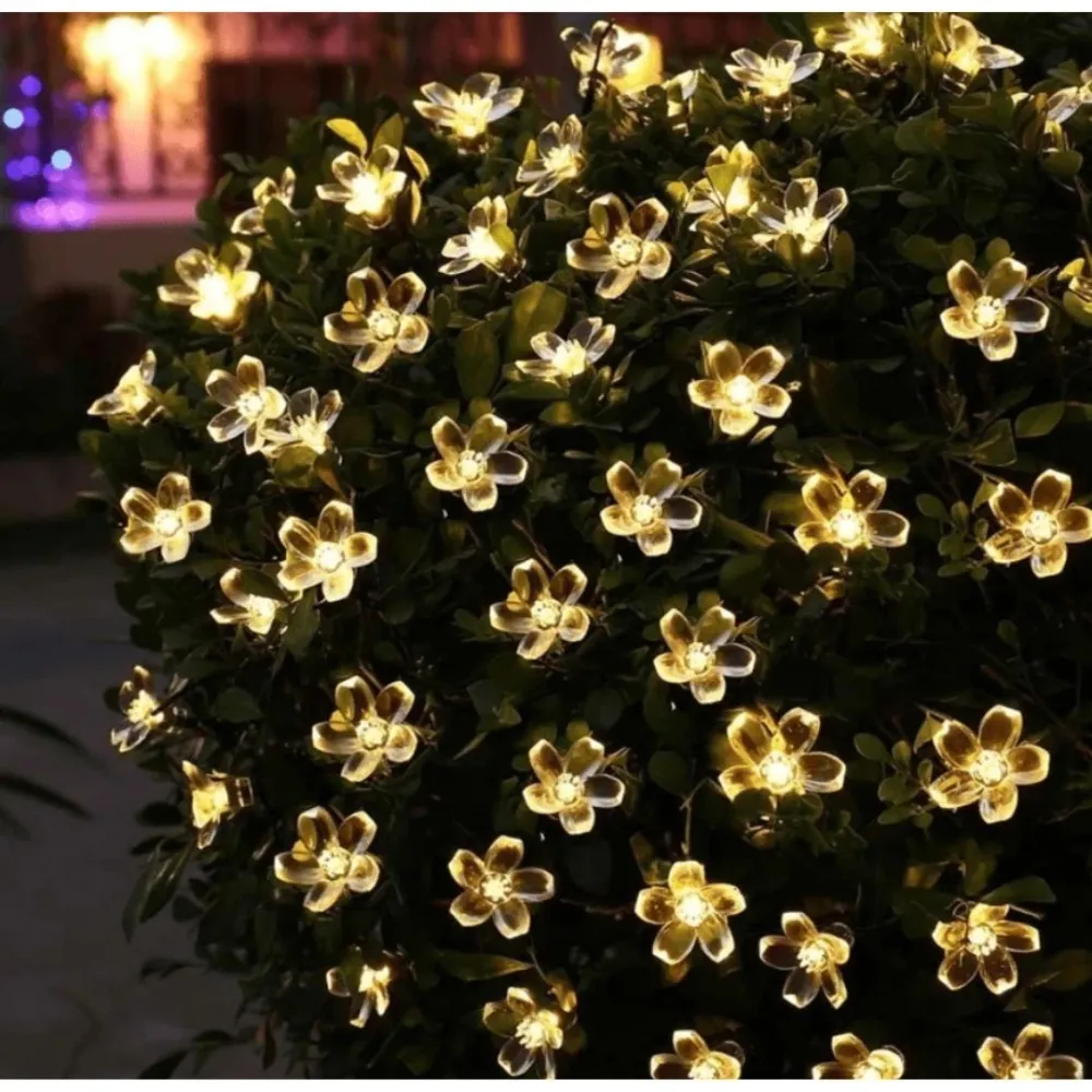 Guirnalda solar flor 5 metros luz cálida Distrito Led