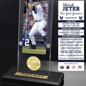 Cuadro de Derek Jeter - Boleto para el Salón de la Fama de 2020 y moneda de bronce sobremesa de acrílico Dream Team Collec...