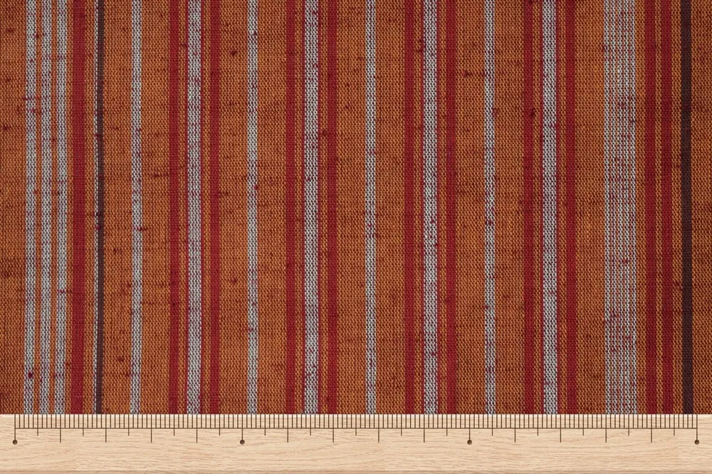 Taller de tejido de charcos Chiori, algodón de Enshu, rayas Chiori, hojas de hiedra roja ※ Venta por metro (1 = 1m) 池沼織工房 千織